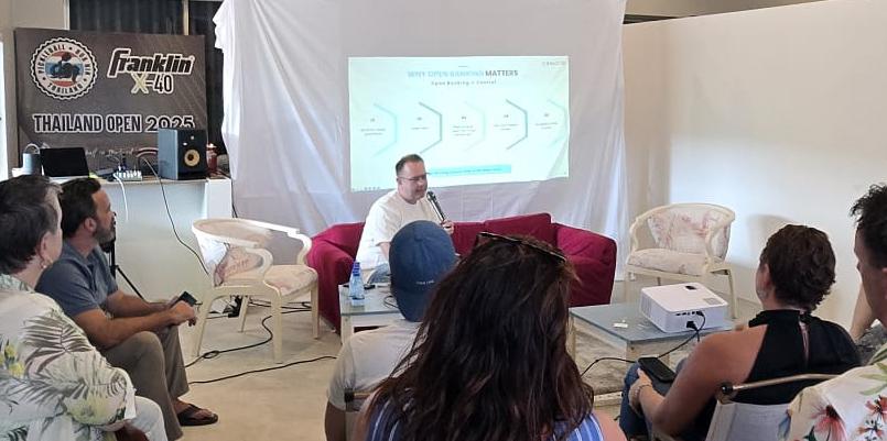 Lee Kerr presenting on open banking